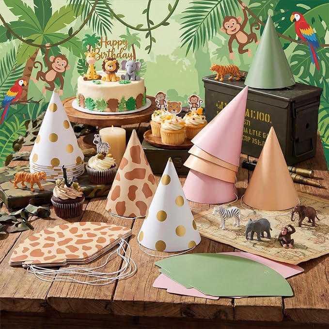 Watersay 24 Pcs Themed Party Hats Theme Cone Paper Hats - Image 2