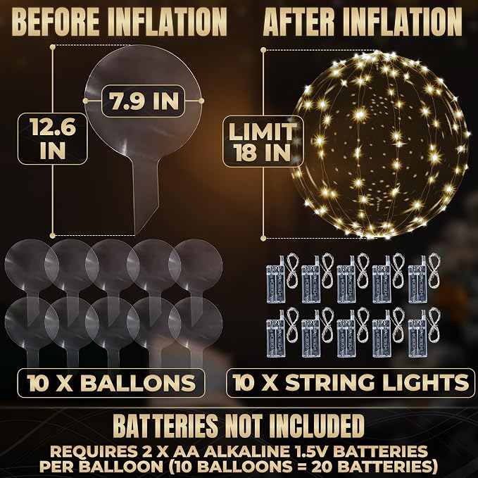 Light Up Balloons 10 Pack, 20 Inch Clear Balloons - Image 2