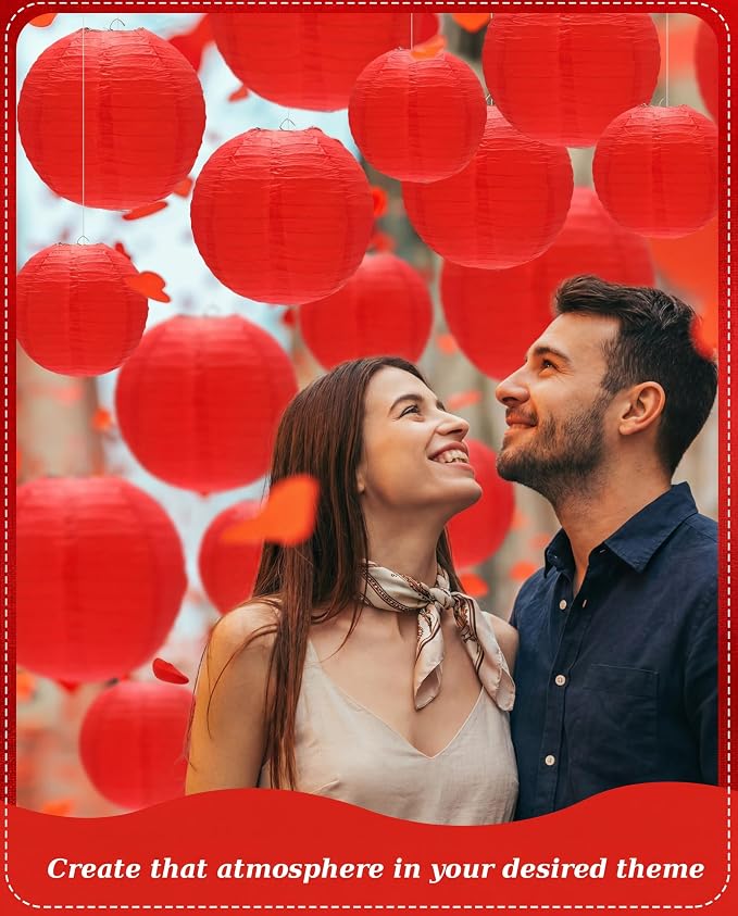 Treela 48 Pcs Paper Lanterns Party Decorations Chinese Lanterns Round Paper - Image 5