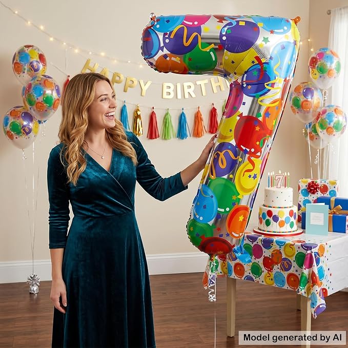40 Inch Number 7 Balloon Colorful Foil Mylar Balloons - Image 3