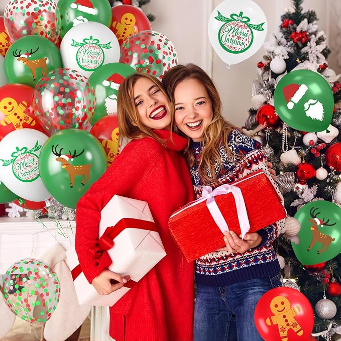 Christmas Balloons, 12 Inch Xmas Print Balloons - Image 5