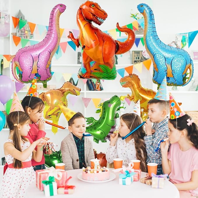 Dinosaur Foil Balloons Set, 7 Pieces Large Dinosaur Aluminum Mylar Balloons - Image 6
