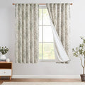 jinchan Gray Floral Linen Curtains Lined 63 Inch Vintage Back Tab 2 Panels | by JINCHAN