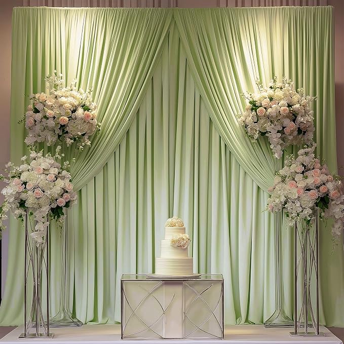 ESGOTBME 10x10ft Wrinkle Free Sage Green Backdrop Curtain - Image 8
