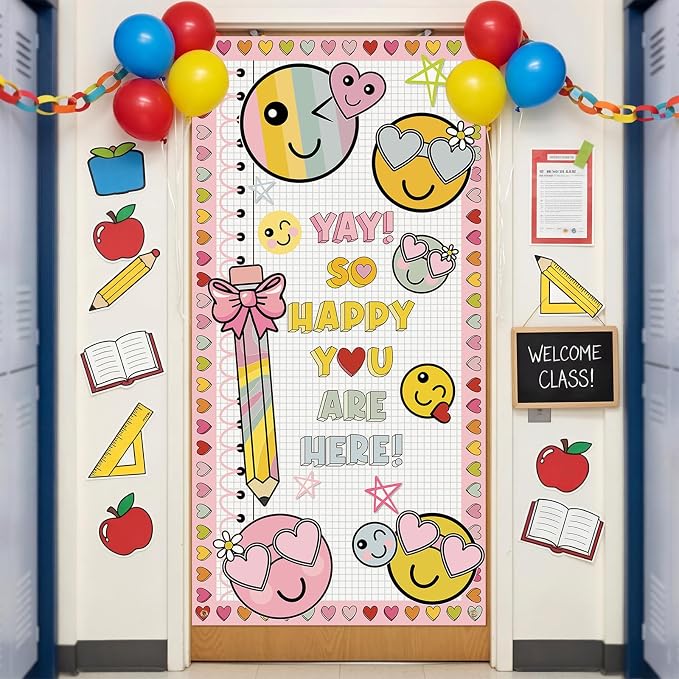 HunnmingRe Pastel Smile Face Classroom Decor Back to School Banner Decor Smile - Image 6