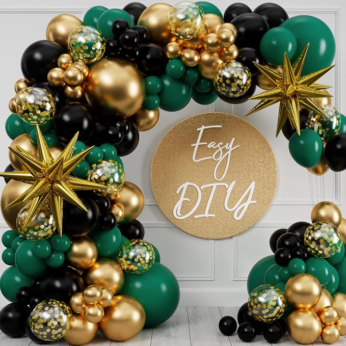 ALL-IN-1 Emerald Green Black Gold Balloons Arch Kit - Image 4