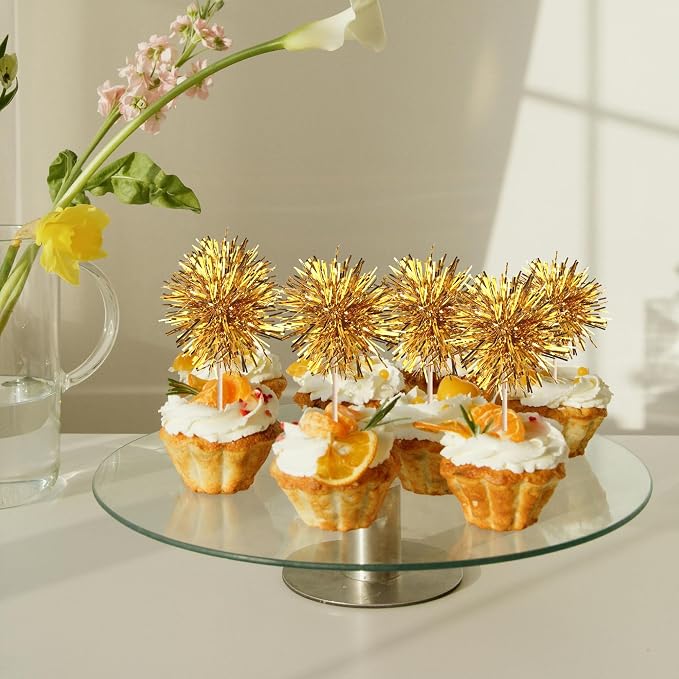 40 PCS Foil Firework Cupcake Toppers Fireworks Cupcake Picks Sparkle Tinsel - Image 6