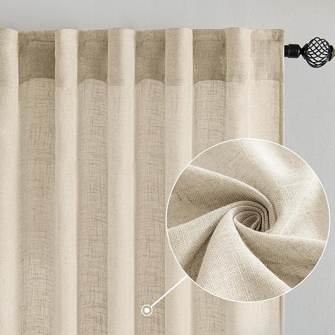 MIULEE Linen Curtains 52x108 Inch Length 2 Panels - Image 2