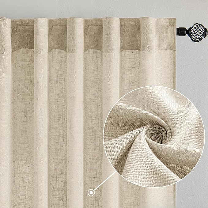 MIULEE Linen Curtains 52x84 Inch Length 2 Panels - Image 2