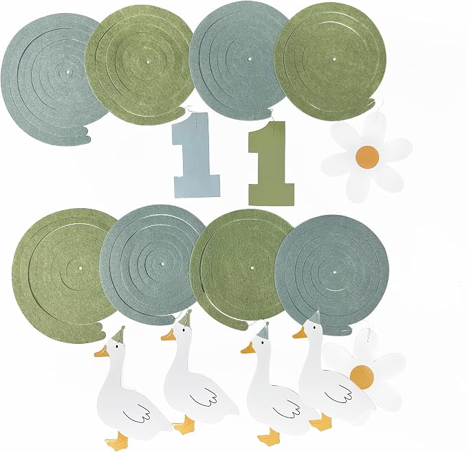 24Pcs Sage Green Dusty Blue One Silly Goose Hanging Swirl Decoration Blue Green - Image 3