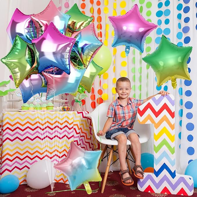 Gradient Color Star Foil Balloons, 18 Inch Rainbow Stars Shape Foil Helium - Image 4