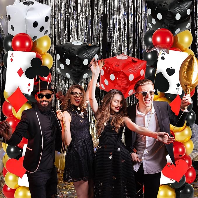 2 Sets Casino Theme Balloon Column Stand Kits Red Black Gold Balloons Column Kit - Image 7