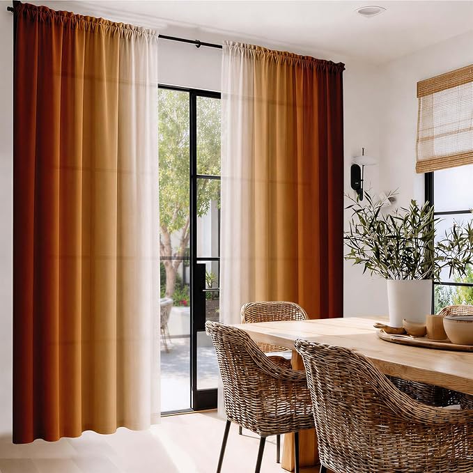 Burnt Orange Curtains 72 Inch Length 2 Panel Set | Light Filtering Curtains - Image 2