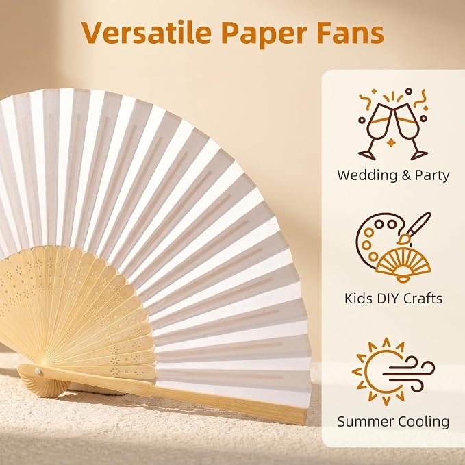 Paper Hand Fans, 8.3 Inch Foldable Handheld Fans - Image 3