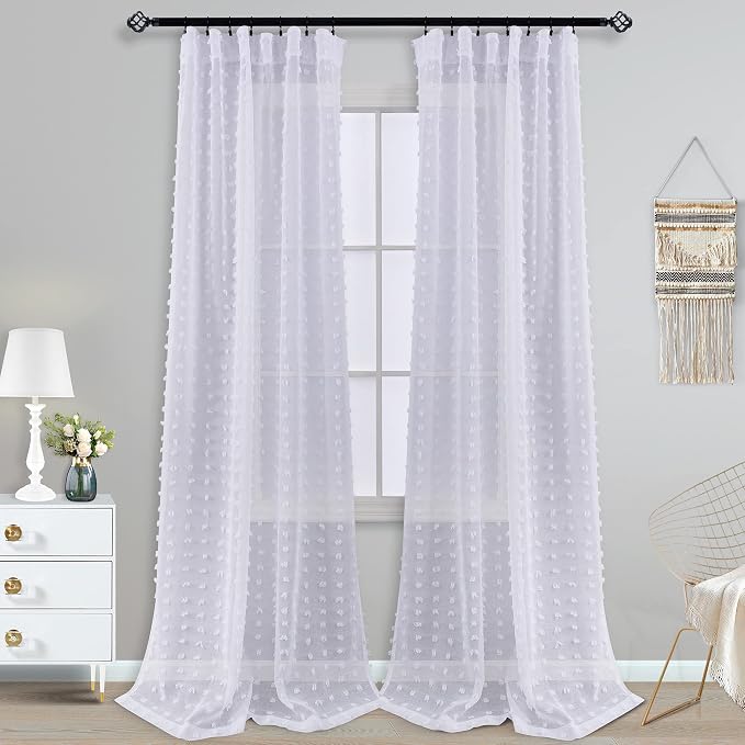 KOUFALL White Sheer Curtains 96 Inches Long - Image 7