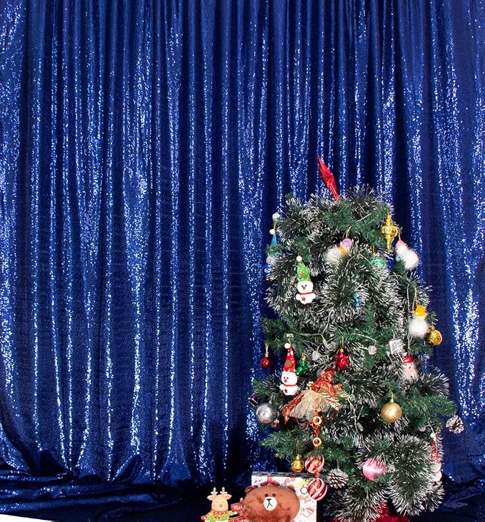 SquarePie 6x8ft Navy Blue Sequin Backdrop, High Density Non-Transparent Glitter - Image 9