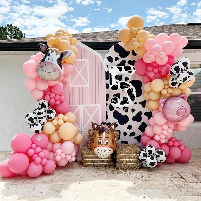 Cow Print Number 5 Balloon, 40 Inch Large Cow Pattern Foil Mylar Balloons 0-9 - Image 5