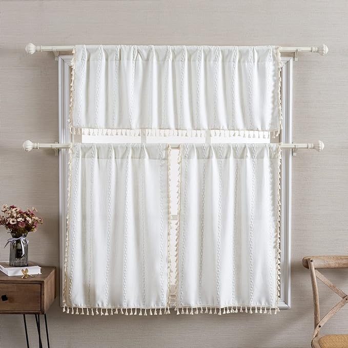 RoomTalks White Boho Kitchen Valances - Image 2