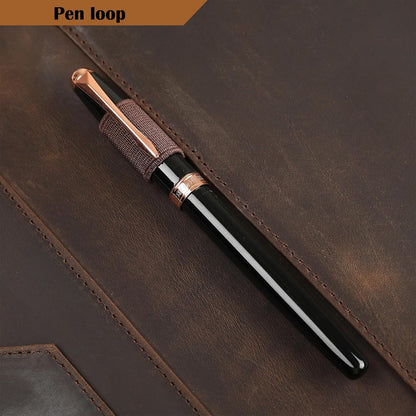 Genuine Leather Padfolio,Free Engraved Name, Personalized Leather Portfolio, A4 Document Folder Legal Pad Padfolio, Resume Folio for Men & Women