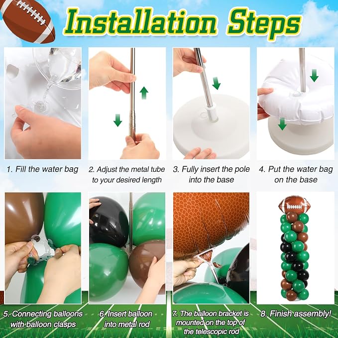 Yalikop 2 Sets Football Party Balloon Column Stand Kit - Image 4