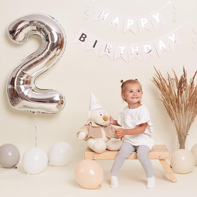 Silver Number 2 Balloon, 40 Inch Large Number Foil Mylar Balloons - Image 4