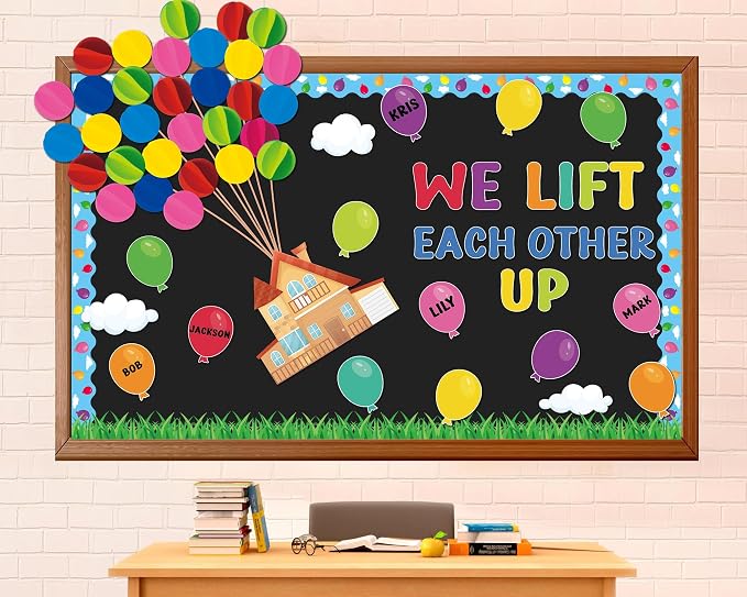 123Pcs Colorful Balloons Bulletin Board Set Mix Adventure Balloon Cloud Cutout by Jisfigtrh