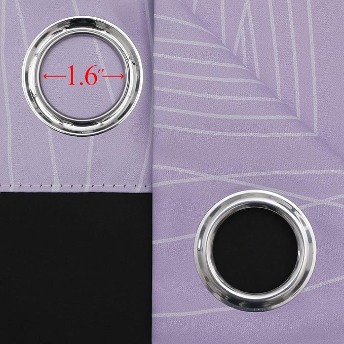Lilac and Greyish White Blackout Curtains 54 Inch Length, Light Blocking - Image 7