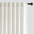 MIULEE Patterned Farmhouse Linen Curtains, Back Tab, Pure White | Linen Curtains by MIULEE