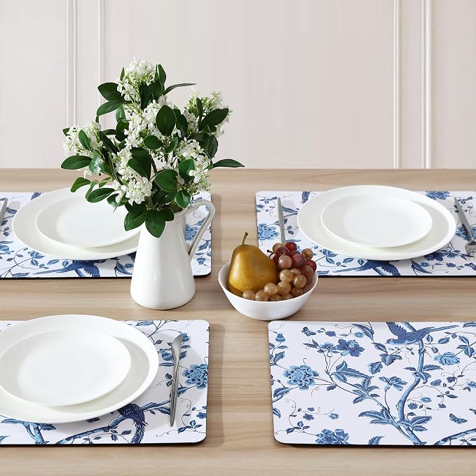 Laura Ashley Cork Placemats, 16 x 12-inch, Summer Palace Blue | Ideal - Image 2