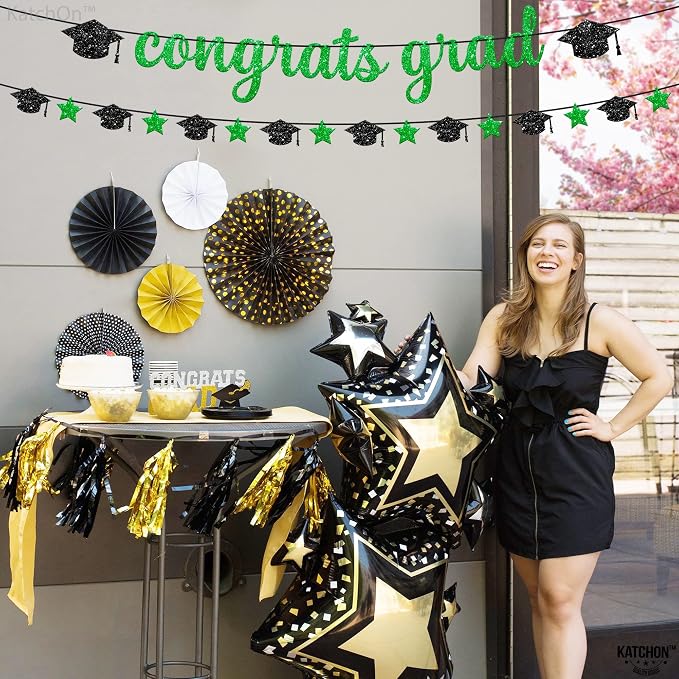 KatchOn Glitter Congrats Grad Banner 10 Feet | Pre-Strung, Congratulations - Image 8