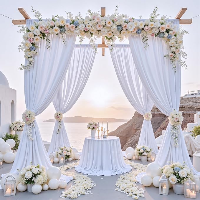40 ft x 10 ft Wrinkle Free White Backdrop Curtain - Image 2
