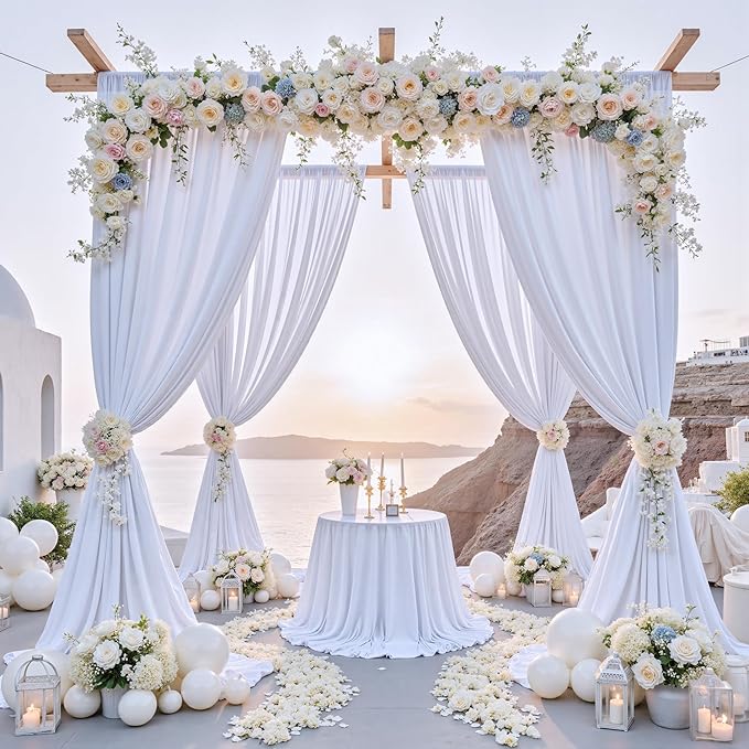 40 ft x 8 ft White Backdrop Curtain Drapes - Image 2