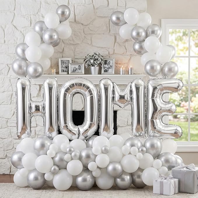 40 Inch Silver HOME Balloons, Large Silver Letter Foil Balloon - Image 8