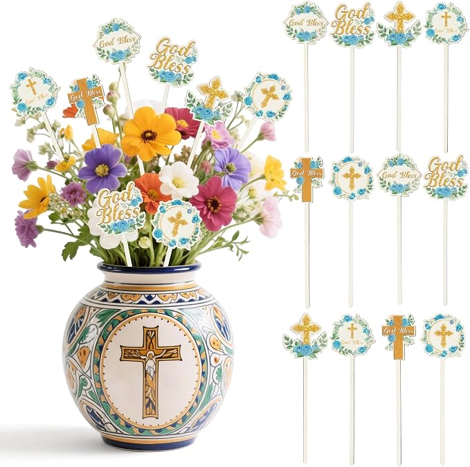 TICIAGA Floral God Bless Decorative Picks by TICIAGA