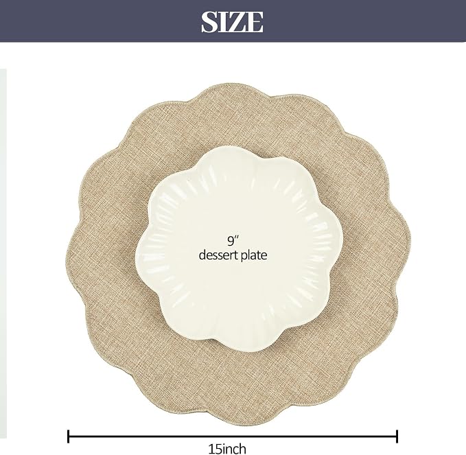 AHHFSMEI Round Faux Linen Placemats Set of 4 Heat Resistant Non-Slip Stain - Image 2