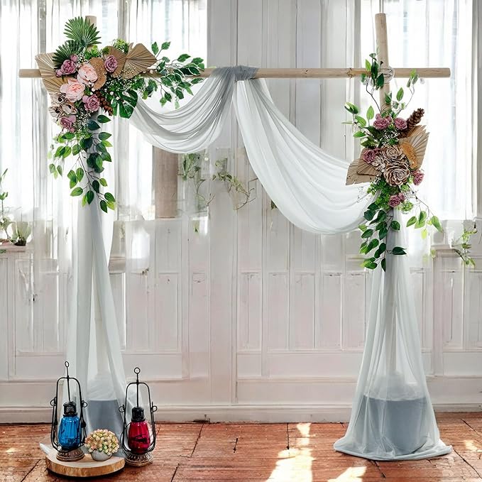 MDS Halloween Chiffon Draping Fabric - 2 Panel, 30" Wide x 75ft Long - Sheer Spooky Arbor & Canopy Drapery for Haunted House Backdrops, Party Ceilings, DIY Costumes & Themed Events - Gray