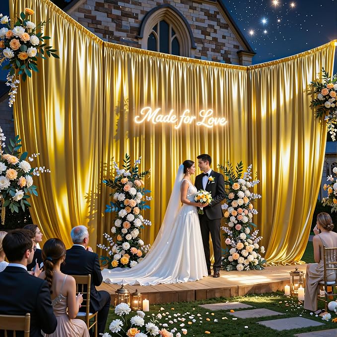 40x10ft Dark Gold Glitter Backdrop Curtain - Image 2