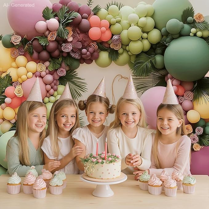 Green Pink Yellow Pastel Balloons Arch Kit, Double Stuffed, Party Decor. | Sage - Image 5