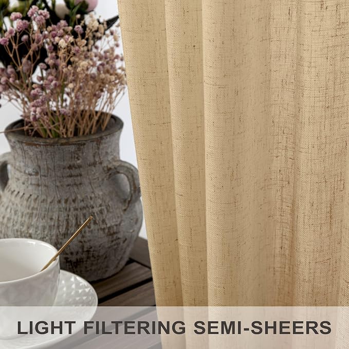 Tan Brown Linen Curtains 108 Inches Long - Image 4