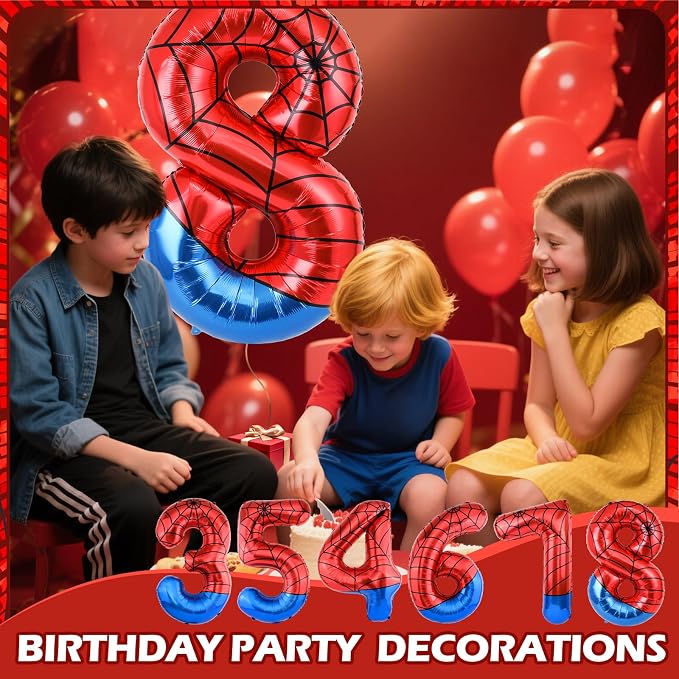 40 Inch Vibrant Spider-Themed Number Foil Balloons - Image 6