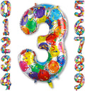Rainbow Number 3 Balloon, 40 Inch Large Multi-color Mylar Foil Ballons by Unknown