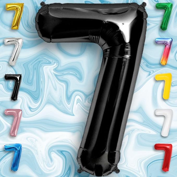 Black Number Balloon 7 Mylar Foil Balloons 40 inch - Image 4