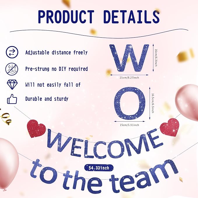 Pre-Strung Glitter Welcome to the Team Banner Welcome Banner Welcome Decorations - Image 3
