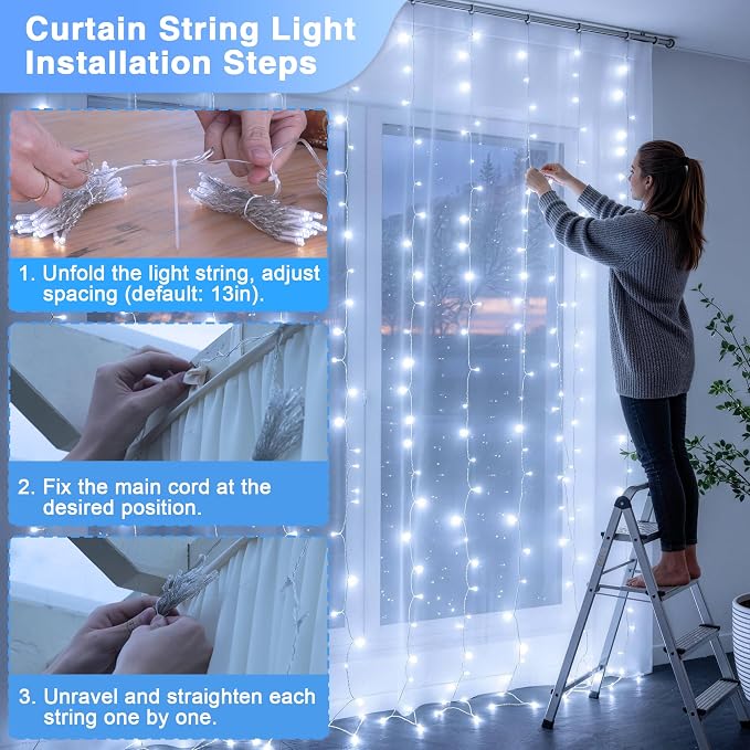 JMEXSUSS 900LED Curtain Lights, 9.5x29.5ft | Plug in, - Image 7