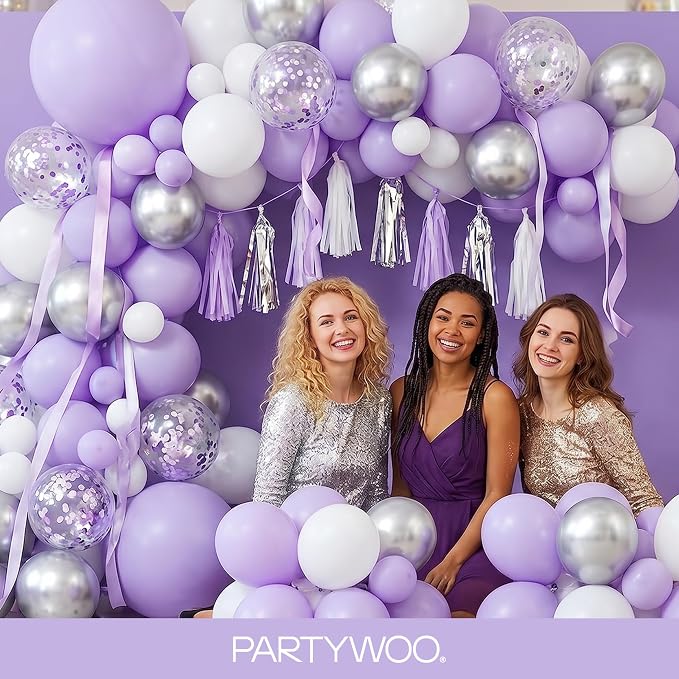 PartyWoo Lavender Balloons 92pcs Different Sizes Pack of 18 12 10 5 Inch Light - Image 5