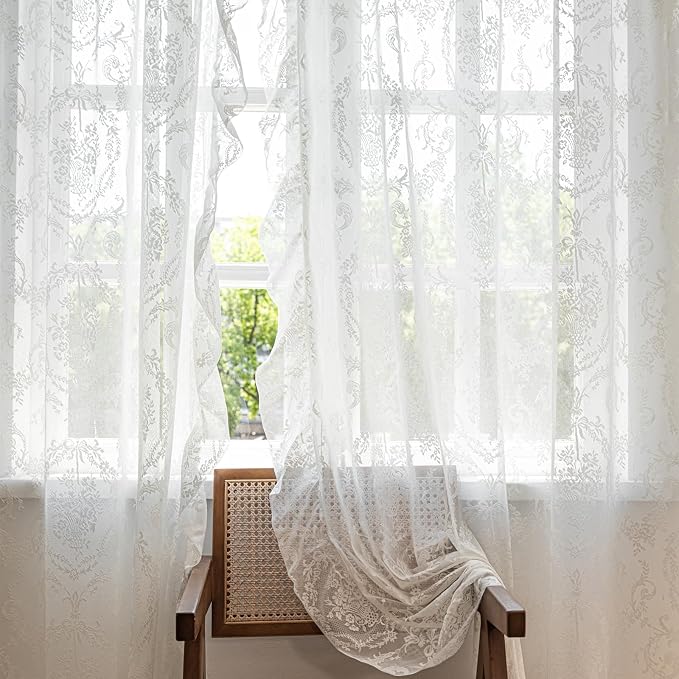 Deeprove Sheer Lace Curtains 63 Inches Long Pair - Image 8