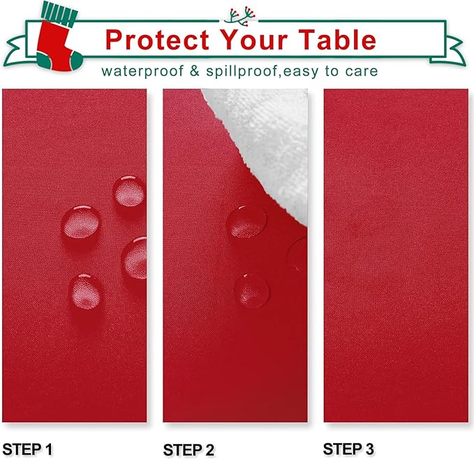 Hiasan 2 Pieces Red Tablecloth Rectangle - Wateproof and Spillproof Kitchen Christmas Washable Polyester Table Cloth for Dining Room, 60 x 102 Inch