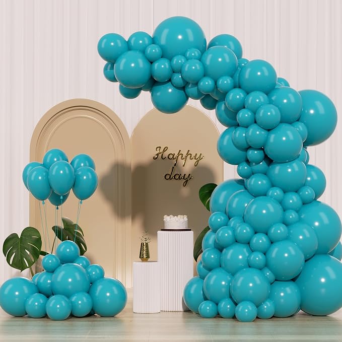Turquoise Blue Peacock Blue Balloons 145pcs Different Sizes 5in 10in 12in 18in by Unknown