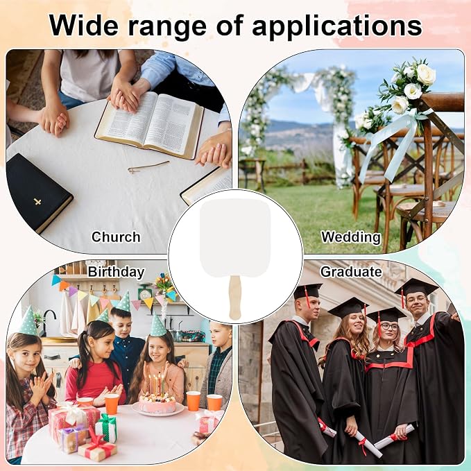 LOTMER 50 Sets Church Fans Handheld Kit | 100 Blank Cardstock Fan Sheets and 50 - Image 7
