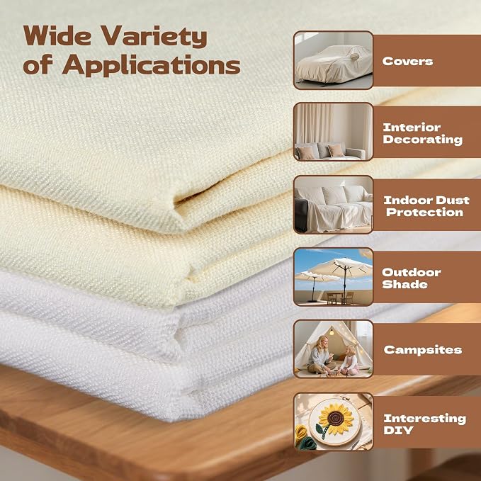 Canvas Fabric, Premium 10oz Natural Cotton Duck Canvas Fabric 62'' Wide - Image 3